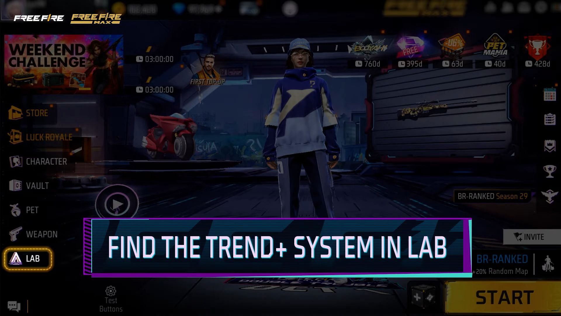 You can find Trend+ in the Lab (Image via Garena)
