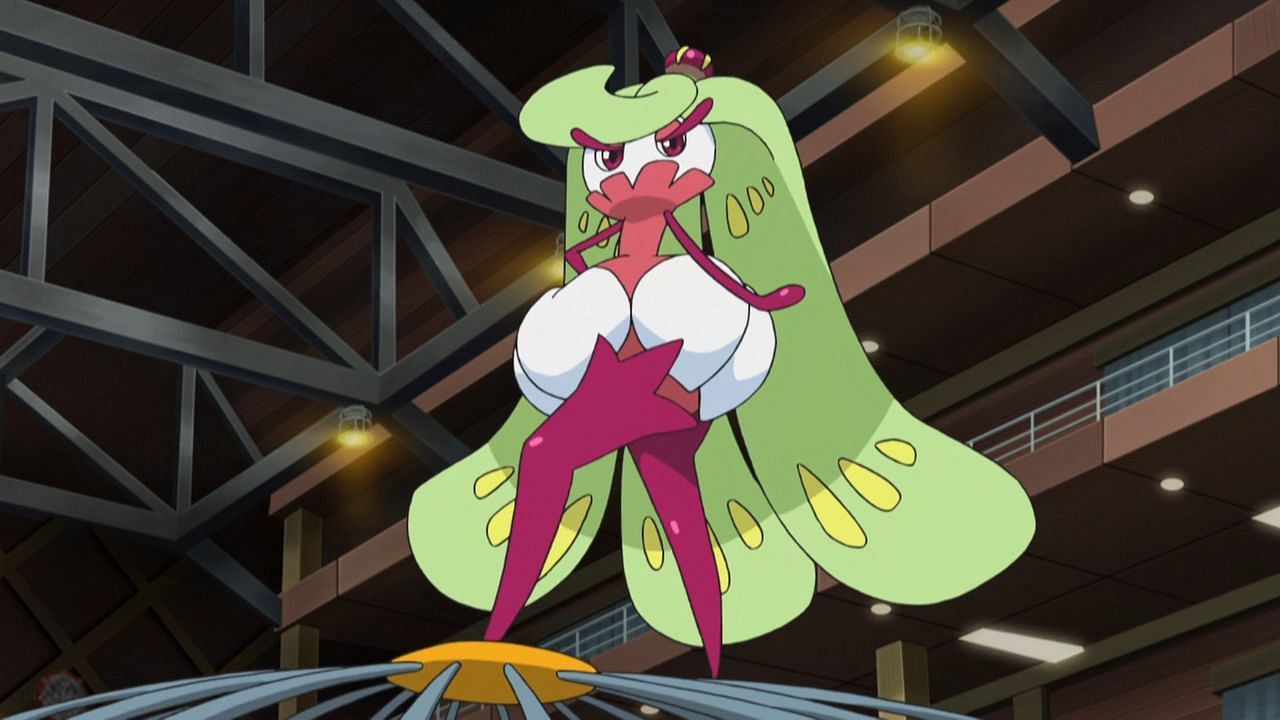 Tsareena as it appears in the anime (Image via The Pokemon Company)