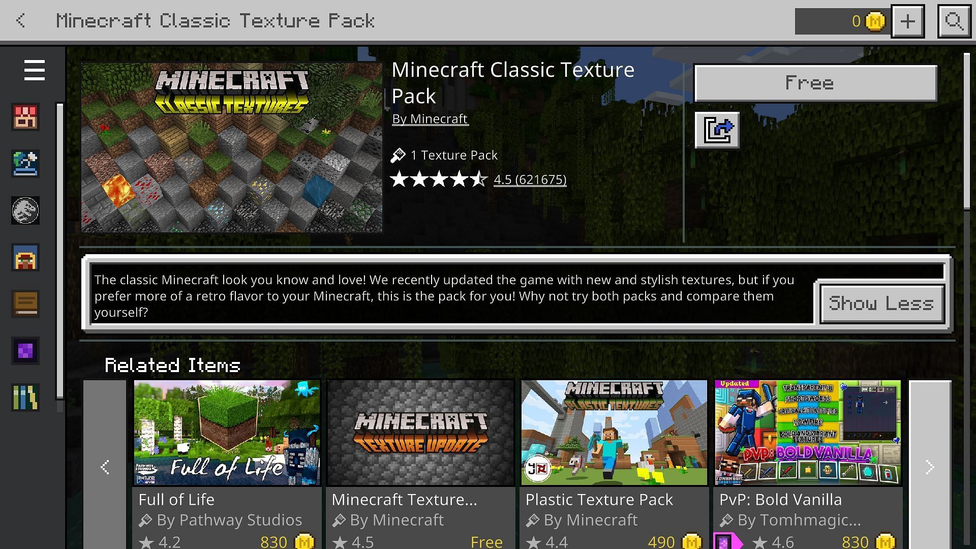 Look for this official texture pack in the marketplace in Bedrock Edition (Image via Mojang)