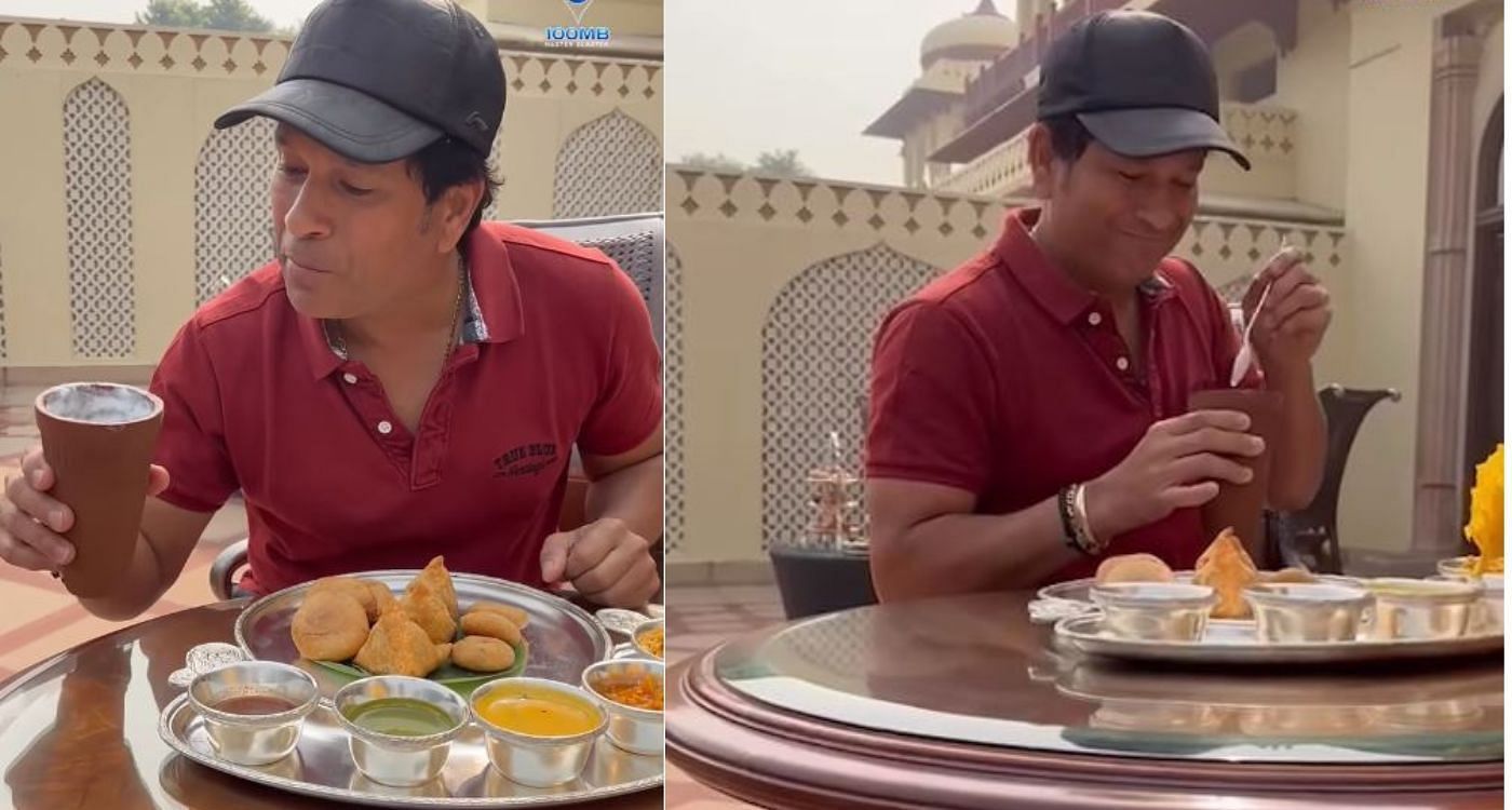 जयपुर में नाश्ते का मजा लेते सचिन तेंदुलकर 