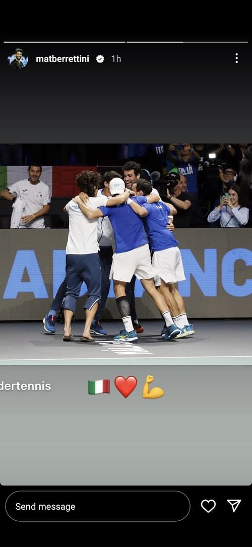 Matteo Berrettini's Instagram story on Thursday