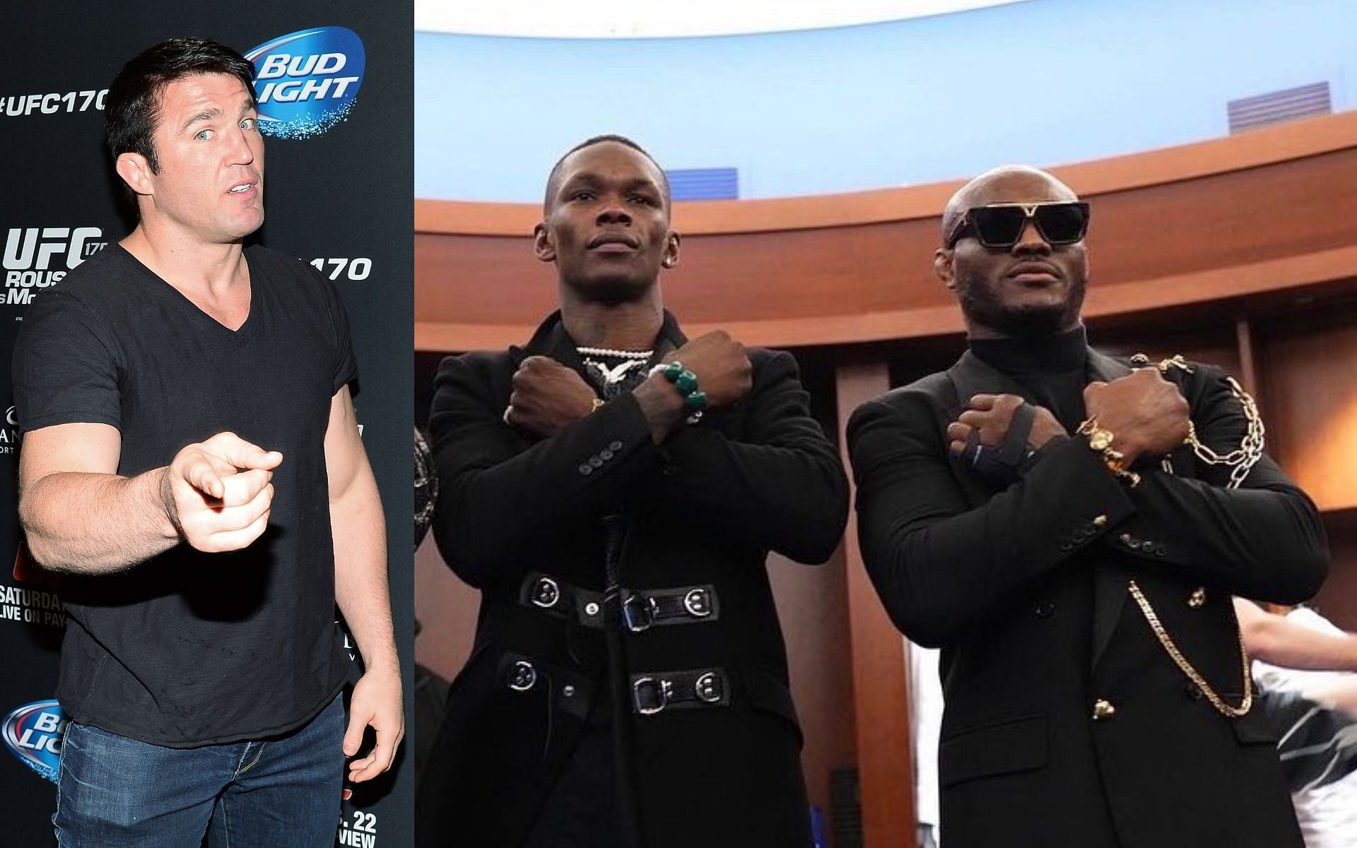 Chael Sonnen (left); Kamaru Usman (right) [image courtesy of @USMAN84kg/Twitter]