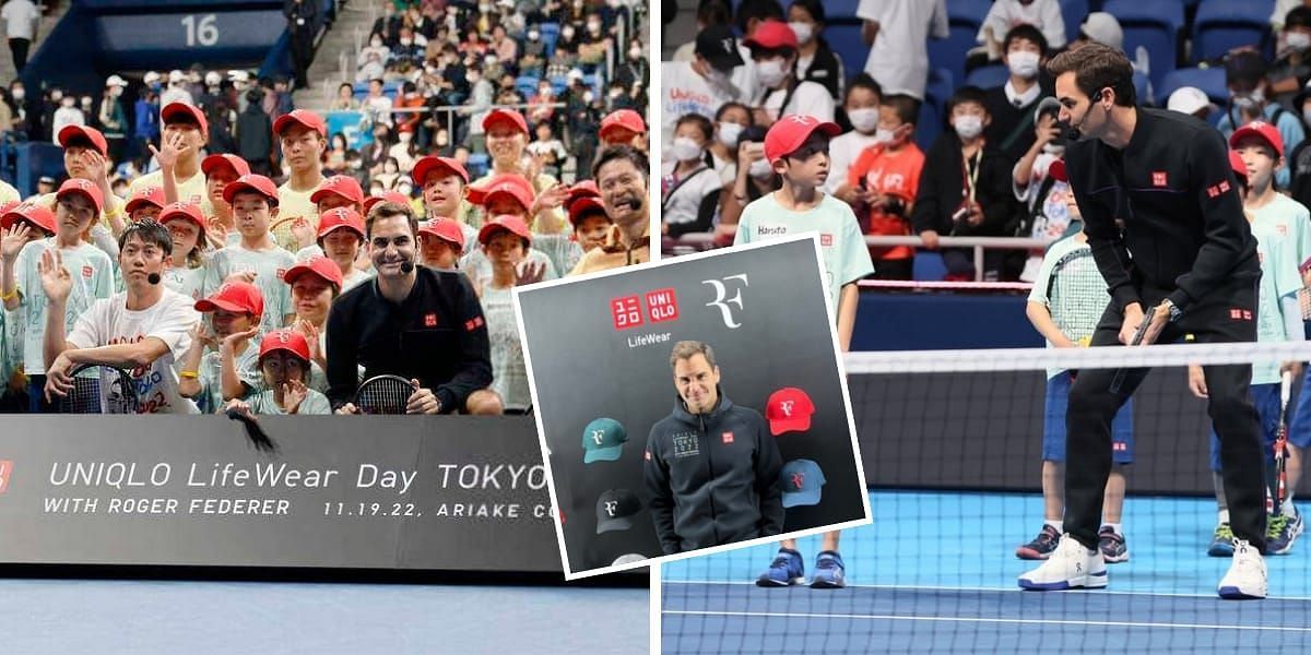 Roger Federer attended a fan event organized by his sponsor in Tokyo on Saturday.
