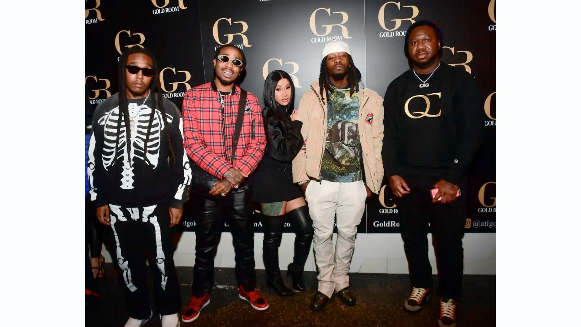 The Migos with Cardi B, who is married to Offset (image via Getty Images/Unknown)