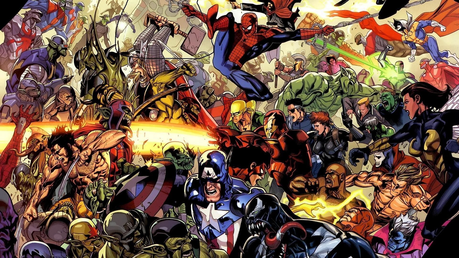 Marvel heroes fighting the Skrulls (Image Credit: Marvel)