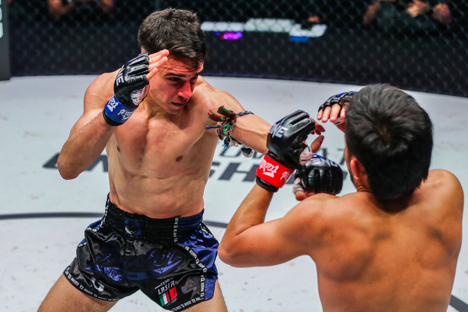 Joseph Lasiri connects with a left jab against Prajanchai PK.Saenchai. [Photo ONE Championship]