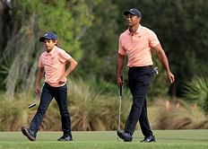 “Can the kid play on his own..” – Fans react to a Reddit image of Tiger and Charlie Woods training early in the day
