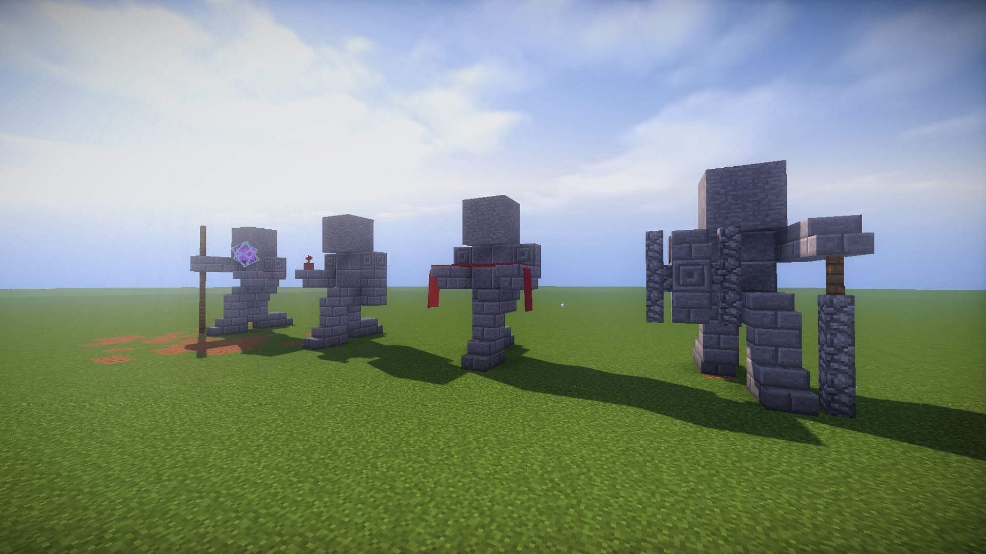 Several smaller statues can be built hinting towards an ancient civilization of Minecraft (Image via Imgur/IanBalisy)