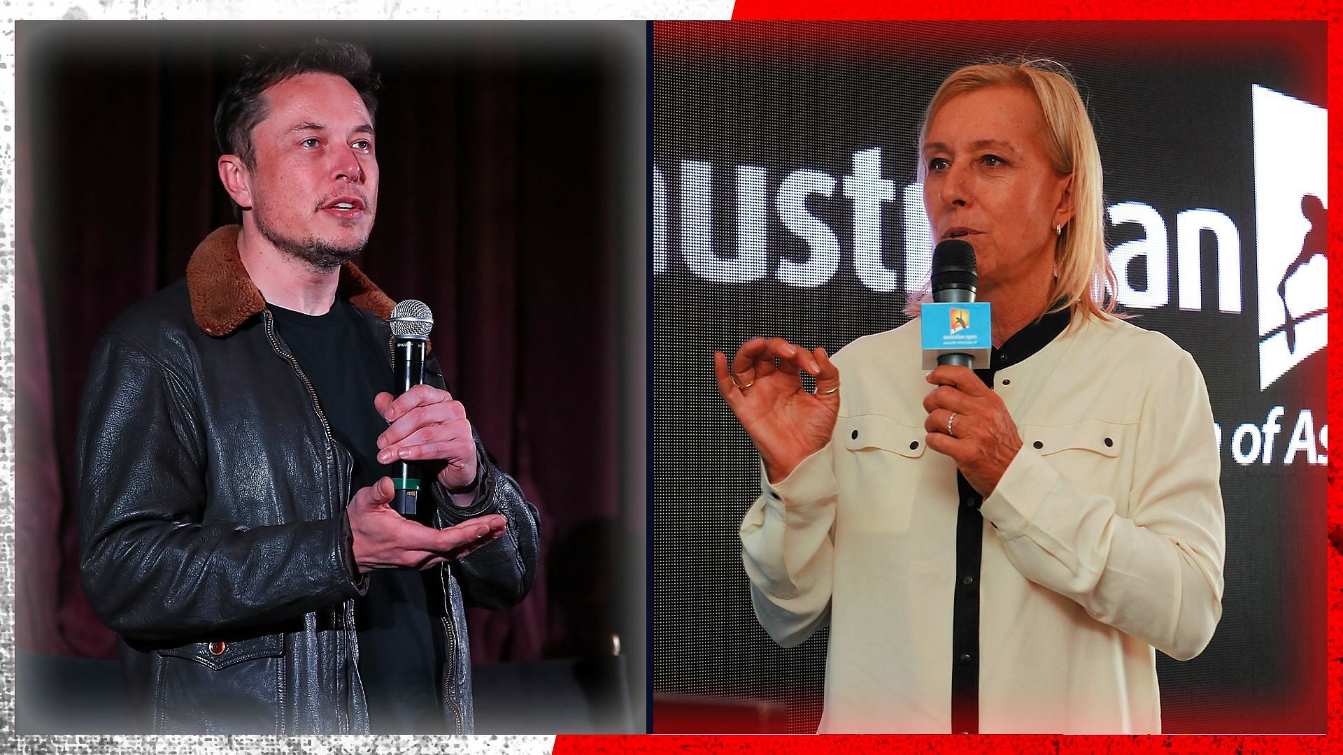 Elon Musk (L) and Martina Navratilova