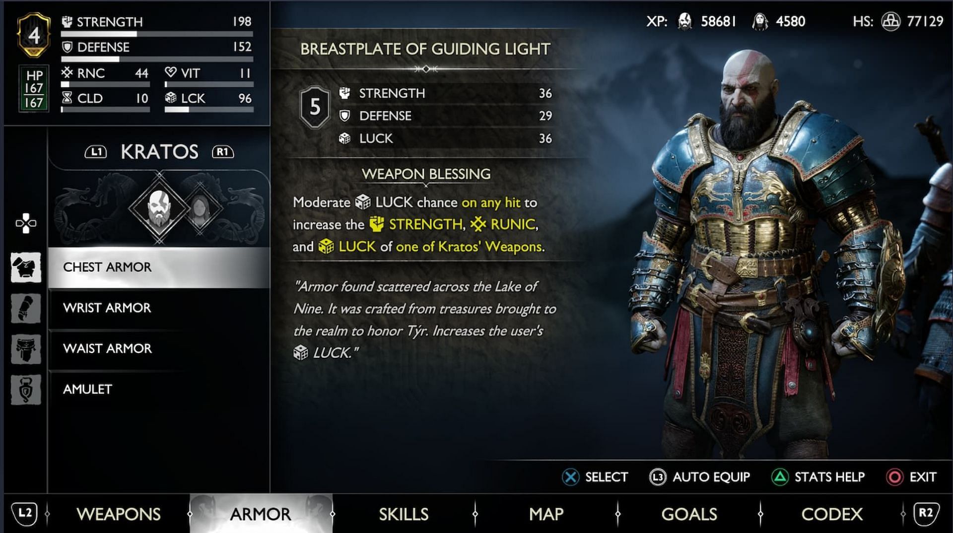 The Guiding Light Armor set provides great luck (Image via Santa Monica Studios)