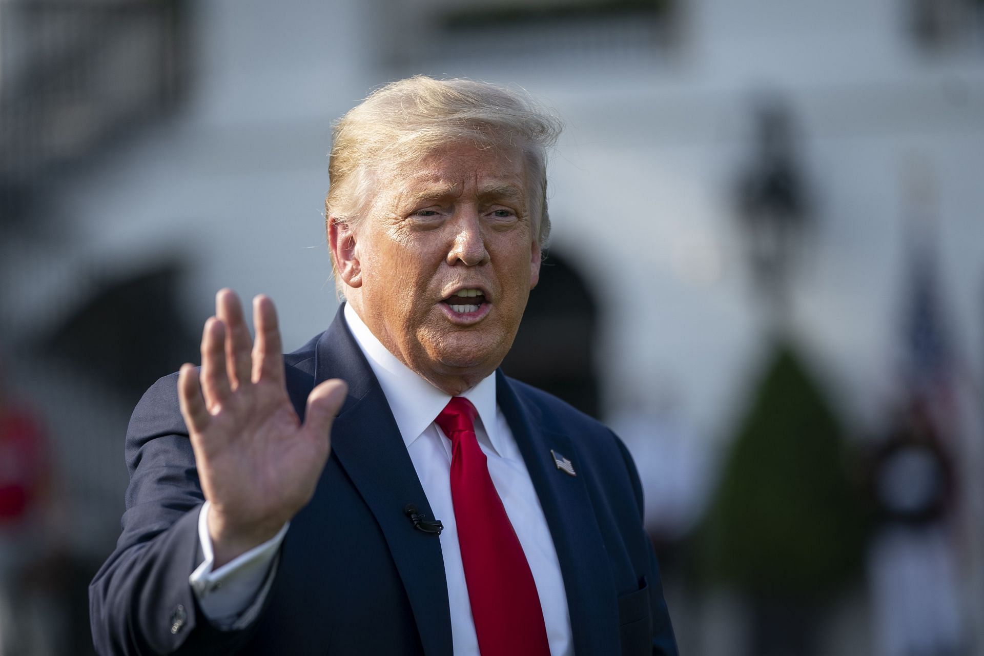 U.S. President Donald Trump celebrating Opening Day of Major League Baseball in 2020.