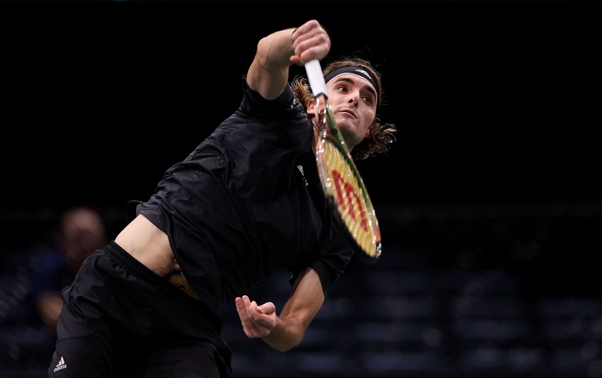 Tsitsipas in action at the 2022 Paris Masters