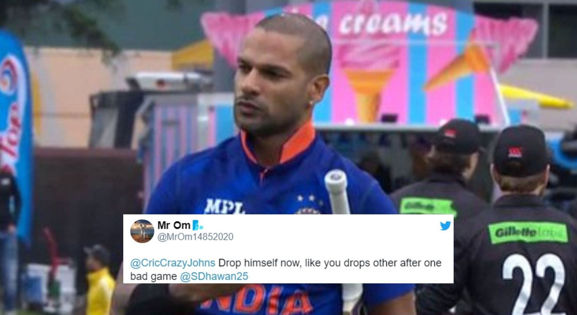 “Drop himself now” - Fans react after captain Shikhar Dhawan's flow show in 2nd ODI vs New Zealand