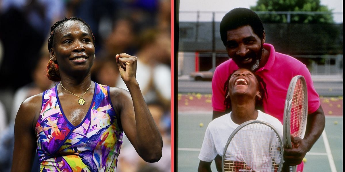 Venus Williams with her father Richard Williams (R)