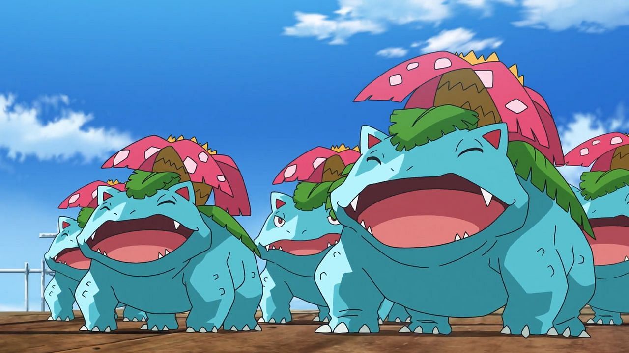 An army of Venusaur as seen in the anime (Image via The Pokemon Company)