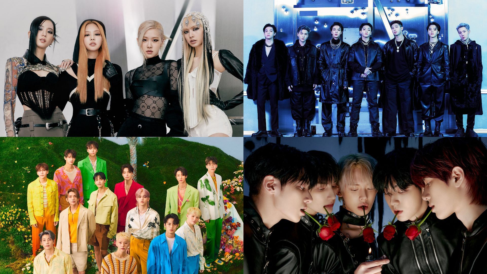 BLACKPINK, BTS, TXT and SEVENTEEN score wins at MTV EMA 2022 (Images via Twitter/ygent_official, BIGHIT_MUSIC, and pledis_17)