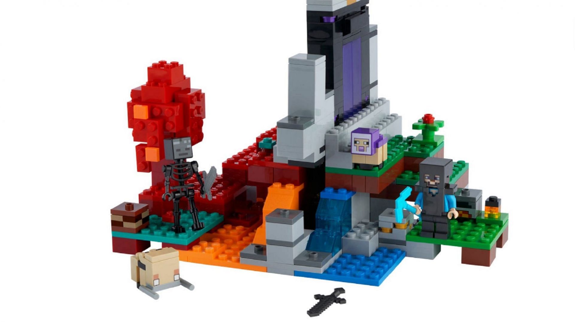 The harrowing portal to the Nether can now be constructed in Lego! (Image via Mojang/Lego)