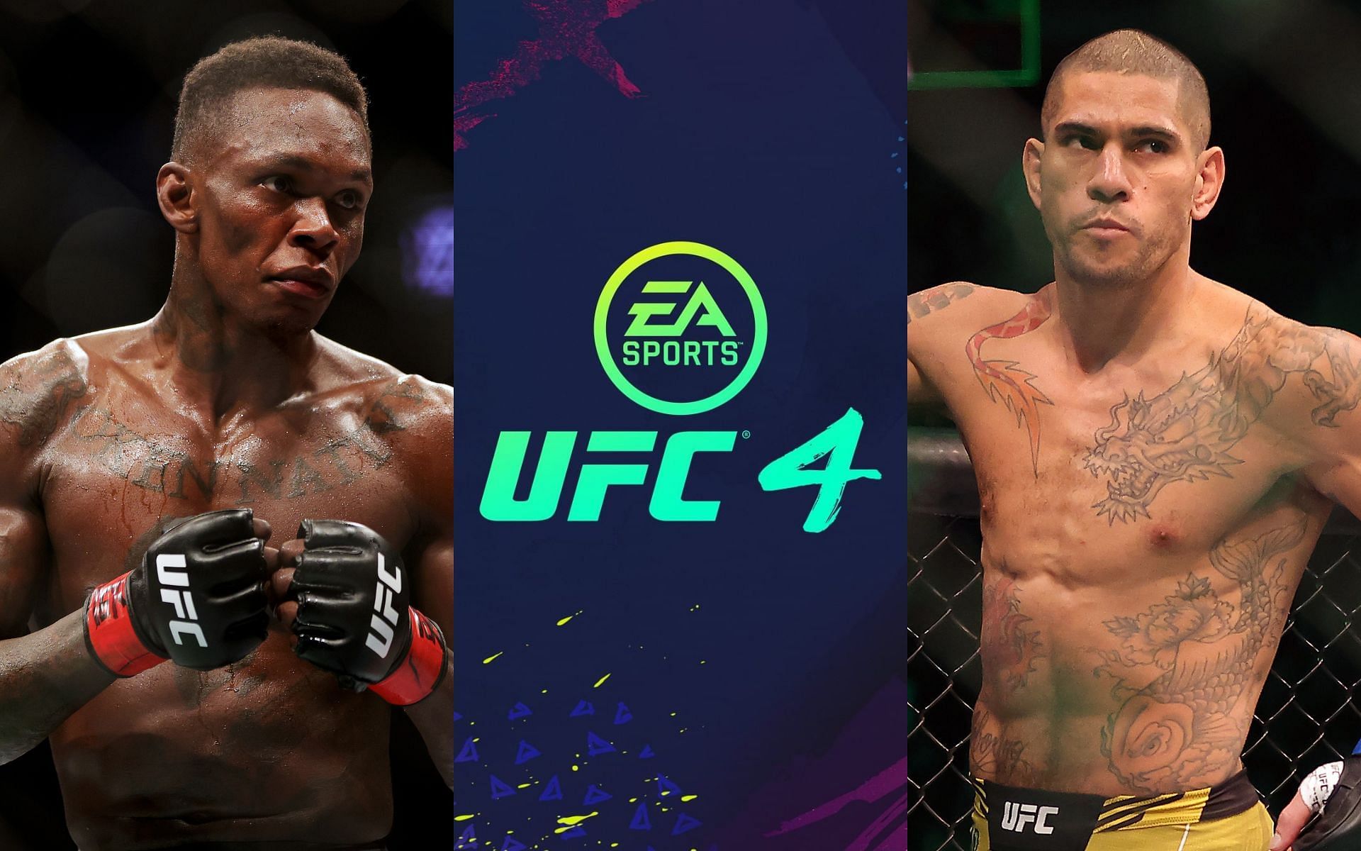 Israel Adesanya (left) UFC 4 poster (center) Alex Pereira (right) [Image courtesy @easportsufc Instagram]