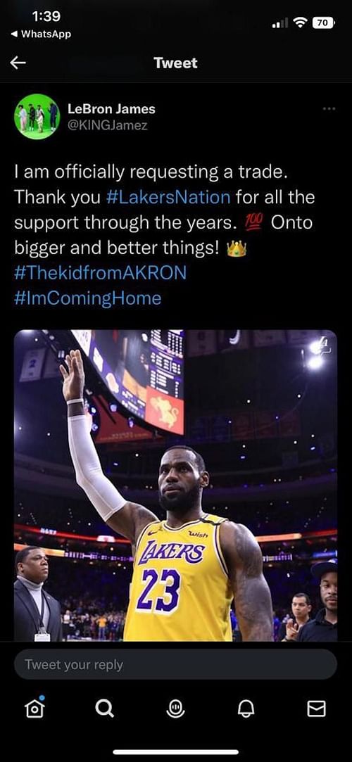 Fake LeBron Tweet