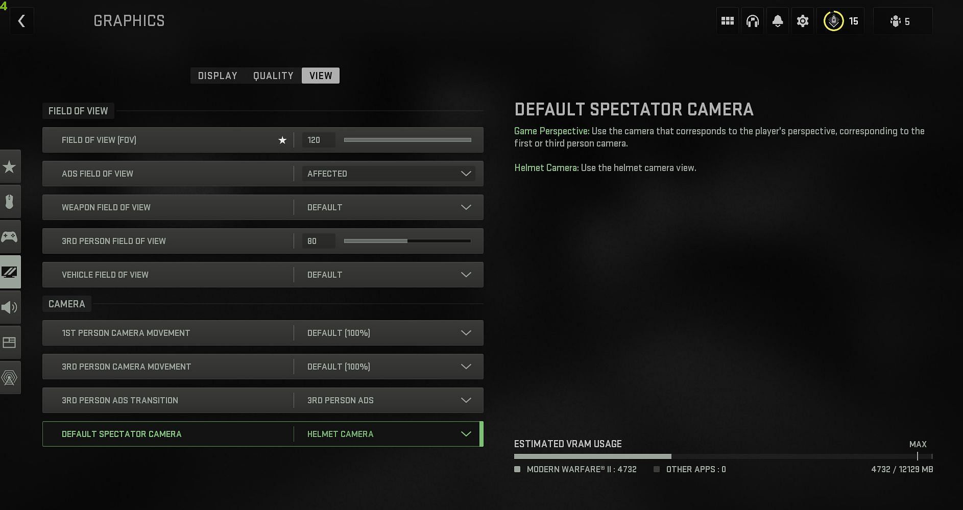 Modern Warfare 2 FOV settings (Image via Activision)
