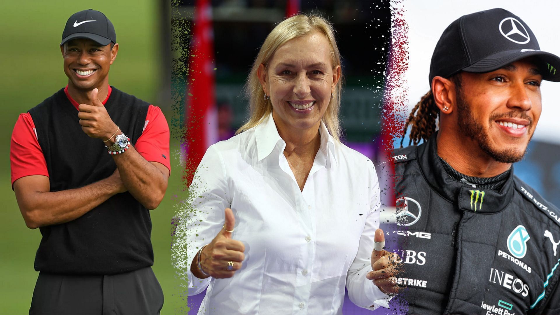 Martina Navratilova has commended Tiger Woods (left) and Lewis Hamilton (right).