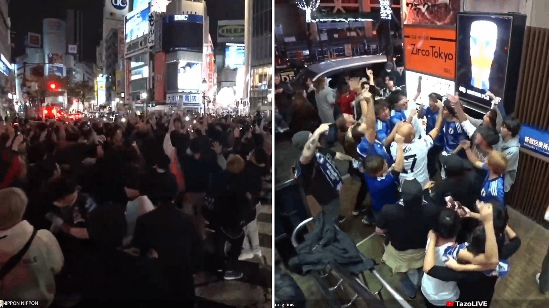 Japanese fans celebrating on the streets of Tokyo (Image via Twitch/TazoLIVE)