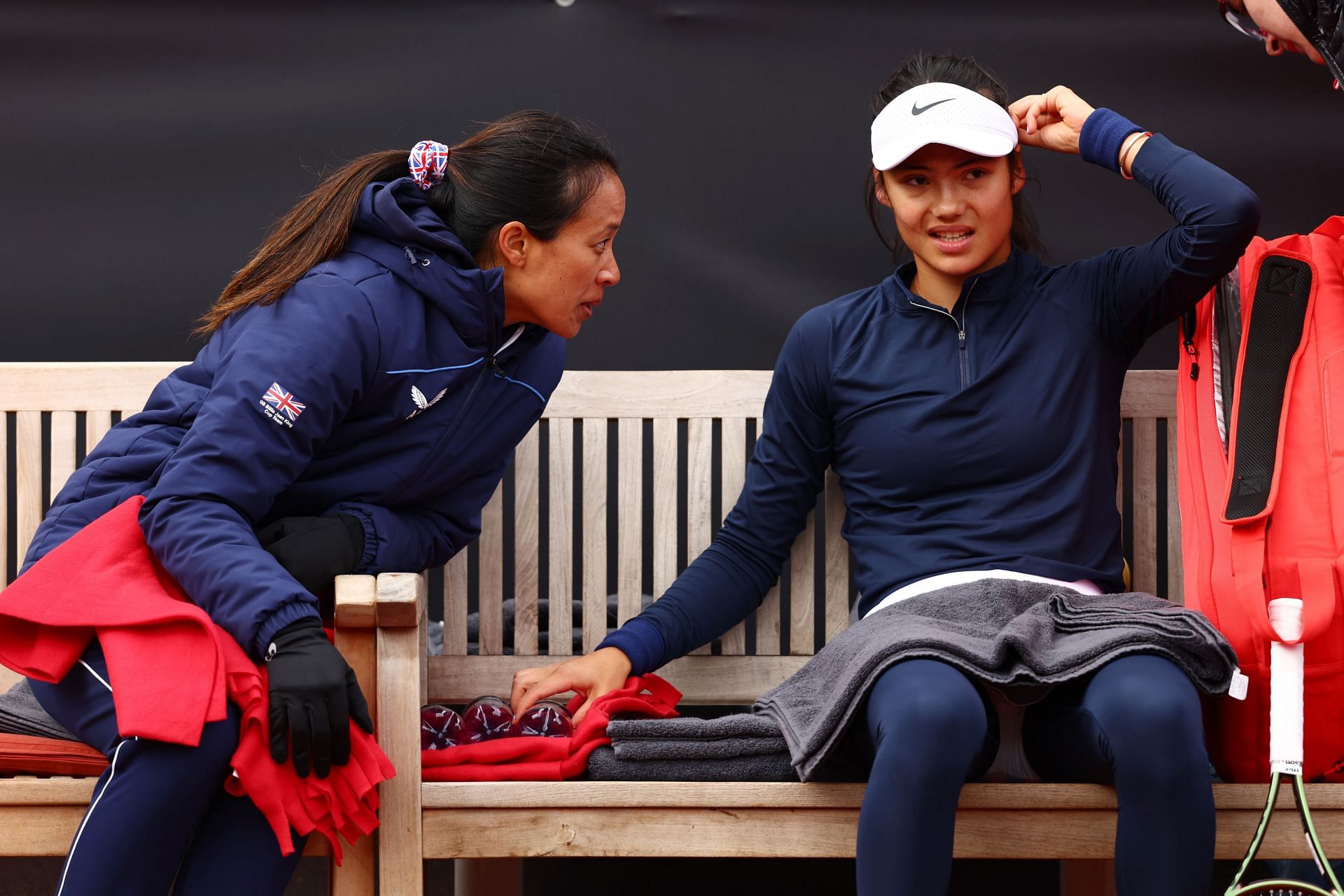 Anne Keothavong and Emma Raducanu at the Billie Jean King Cup play-offs