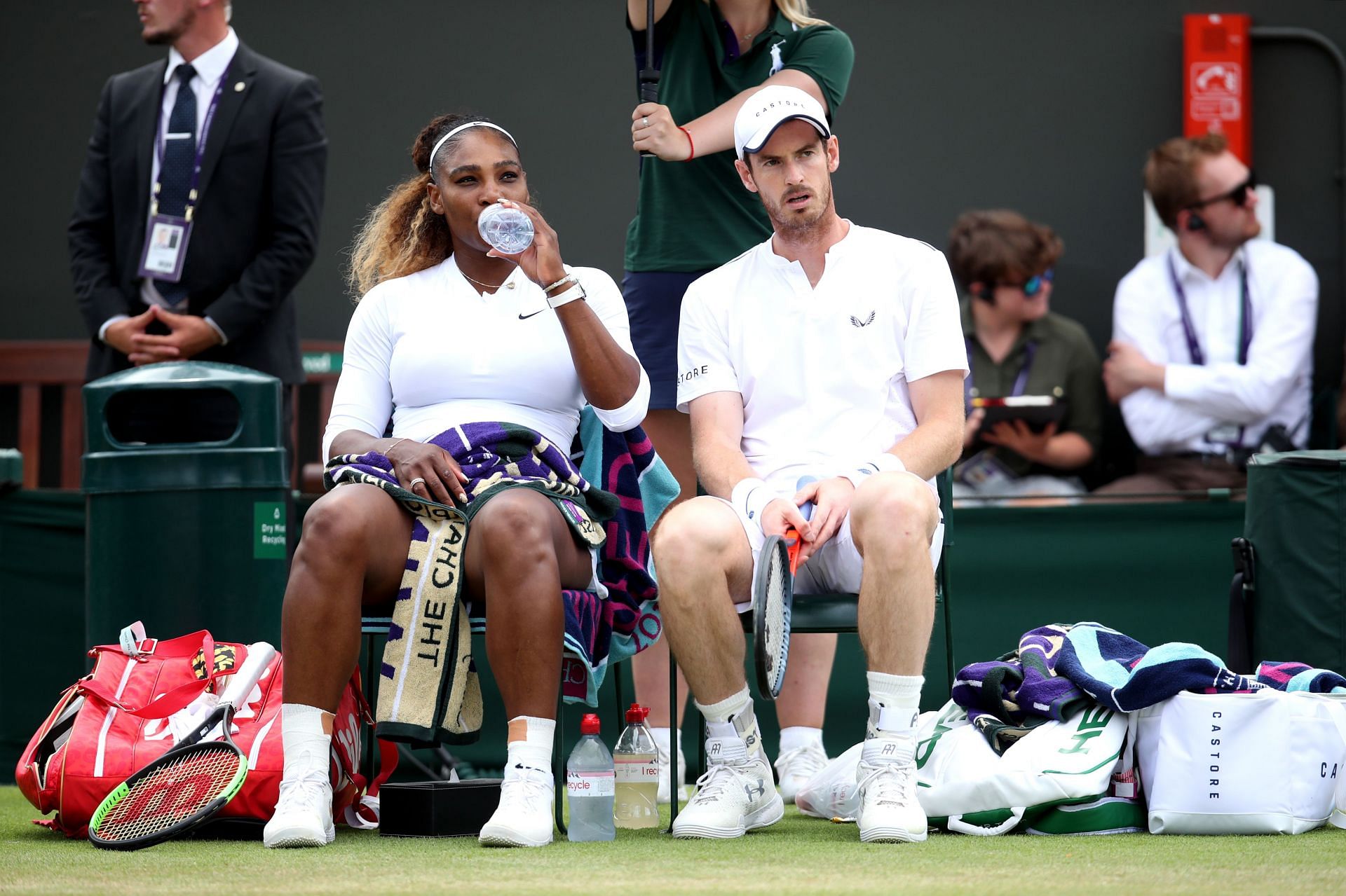Serena Williams (L) and Andy Murray at the 2019 Wimbledon Championships.