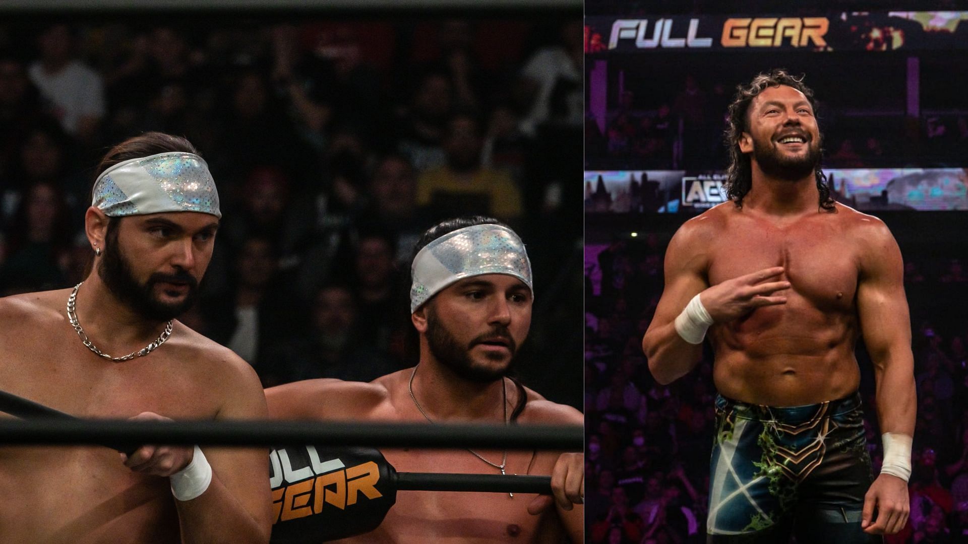 The Young Bucks (left) and Kenny Omega (right).