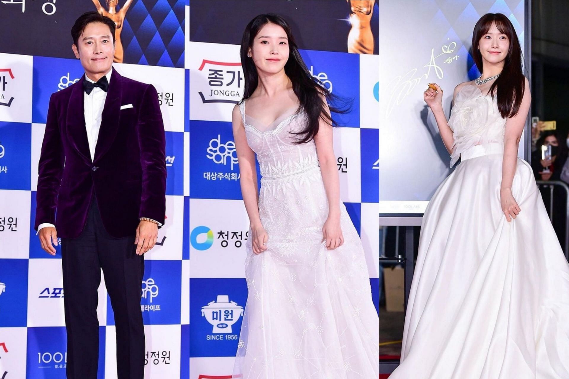 Lee Byung-hun, IU, and YoonA at 43rd Blue Dragon Film Awards (Image via Dispatch Instagram)