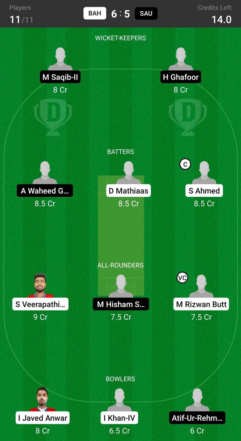 SAU vs BAH Dream11 Prediction Fantasy Cricket Tips, Today's Playing 11