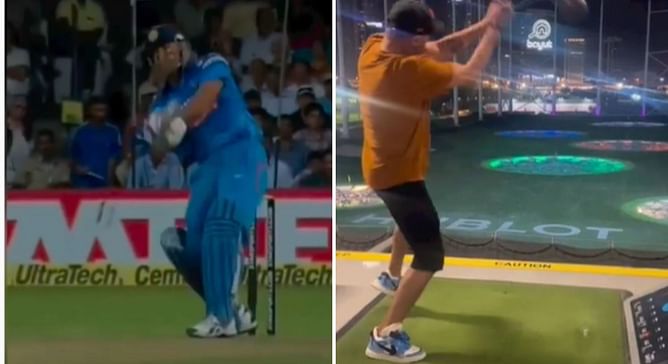 [WATCH] Harbhajan Singh imitates MS Dhoni’s iconic 'helicopter shot' with golf club