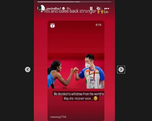 A screenshot of Sindhu's Instagram story