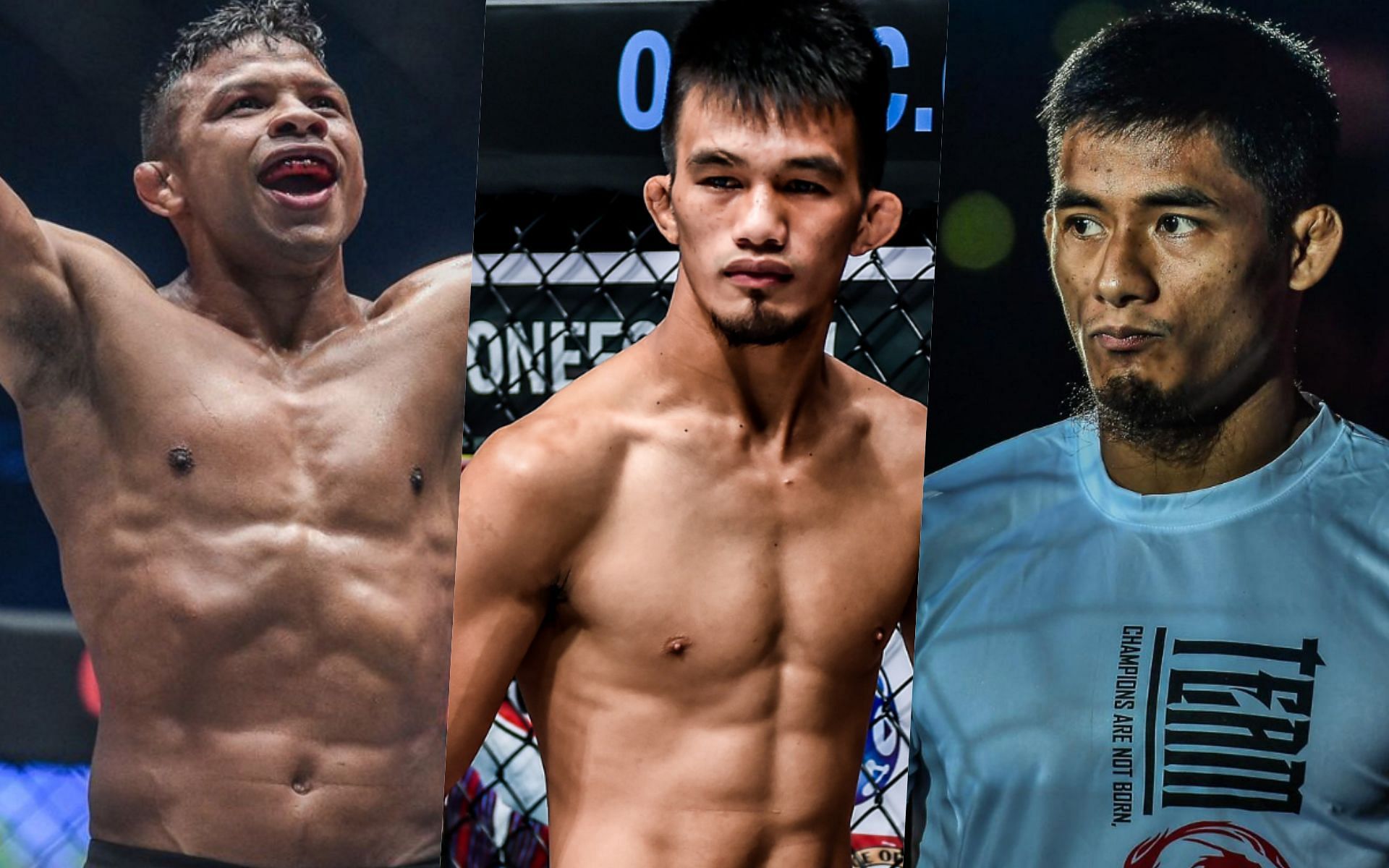 Jeremy Pacatiw (M) believes Bibiano Fernandes (L) will have a hard time keeping Stephen Loman down (R) in their fight. | Photo by ONE Championship