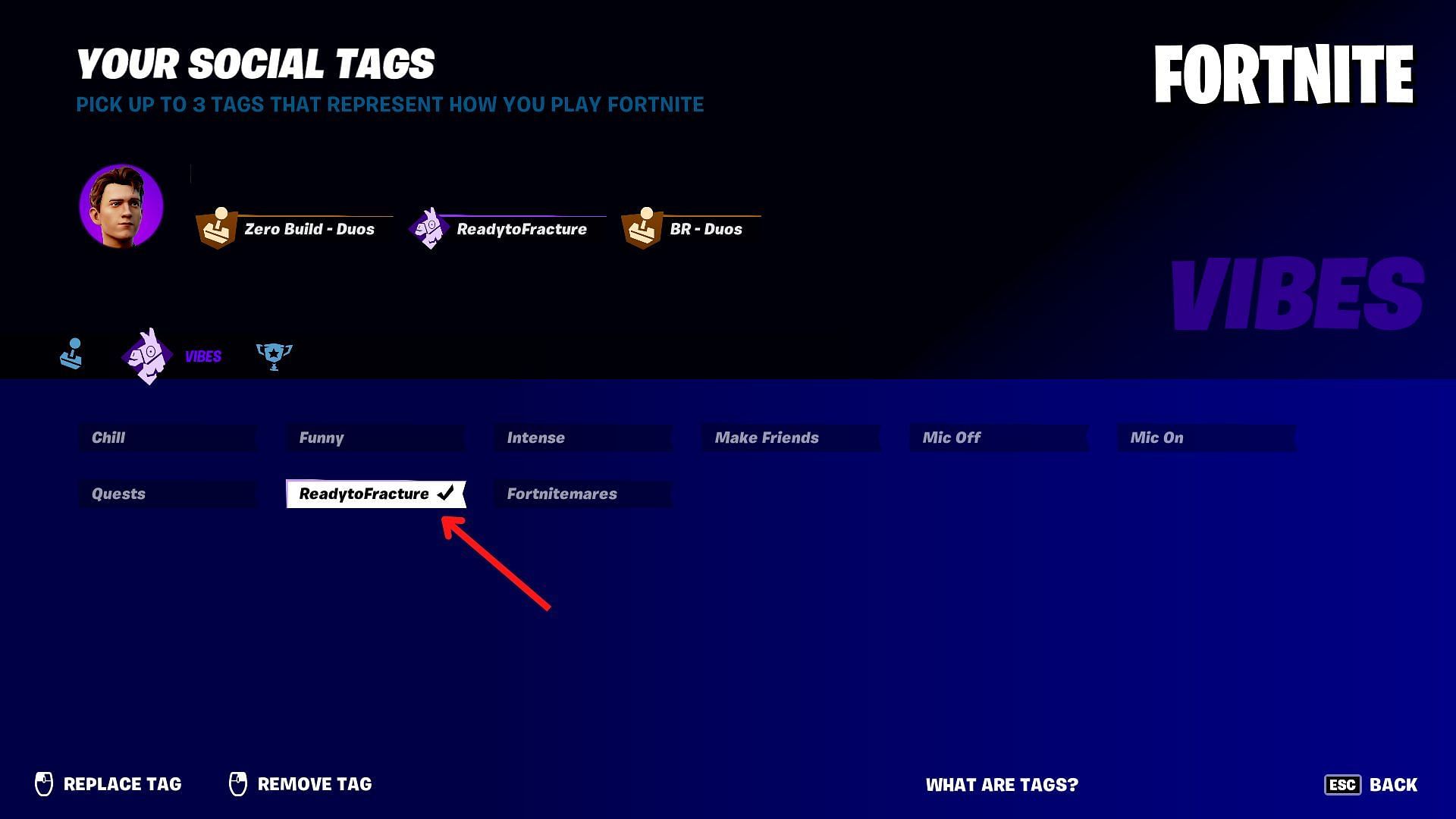 Click on the tag and apply it to your Fortnite profile (image via Sportskeeda)