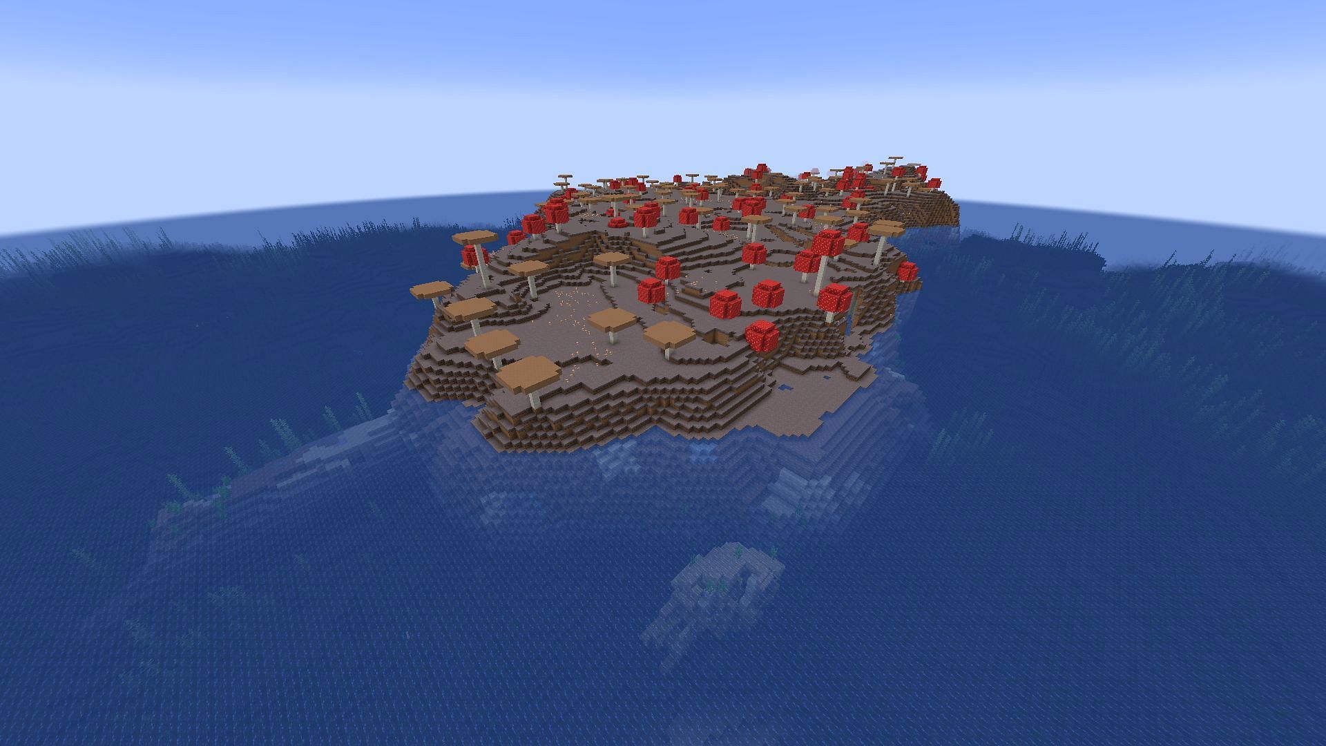 Mushroom fields right beside a shipwreck in Minecraft 1.19 (Image via Mojang)