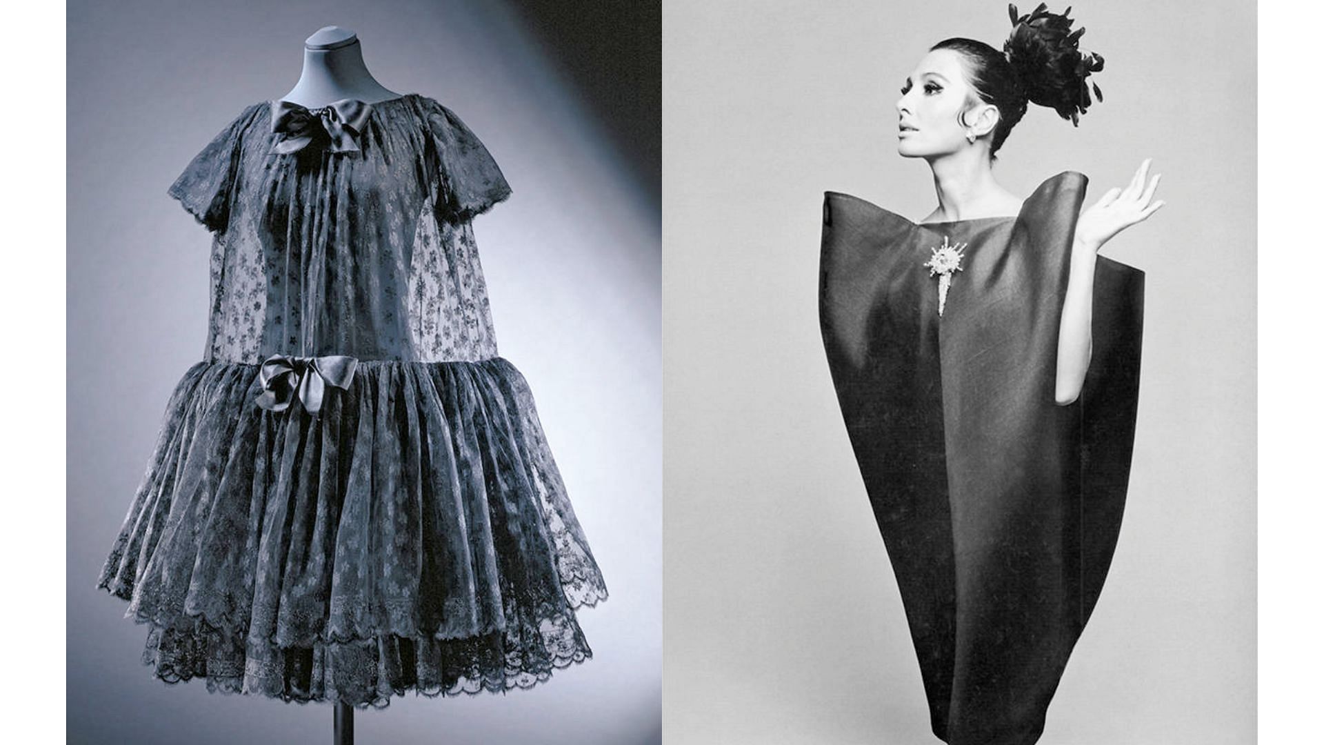 The babydoll silhouette and the four-point envelope dress by Cristobal (image via Getty/Hiro and VM)
