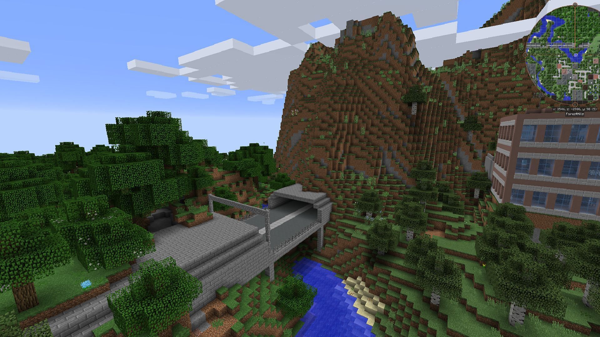 A bridge feeds into a mountain in The Lost Cities (Image via McJty/CurseForge)