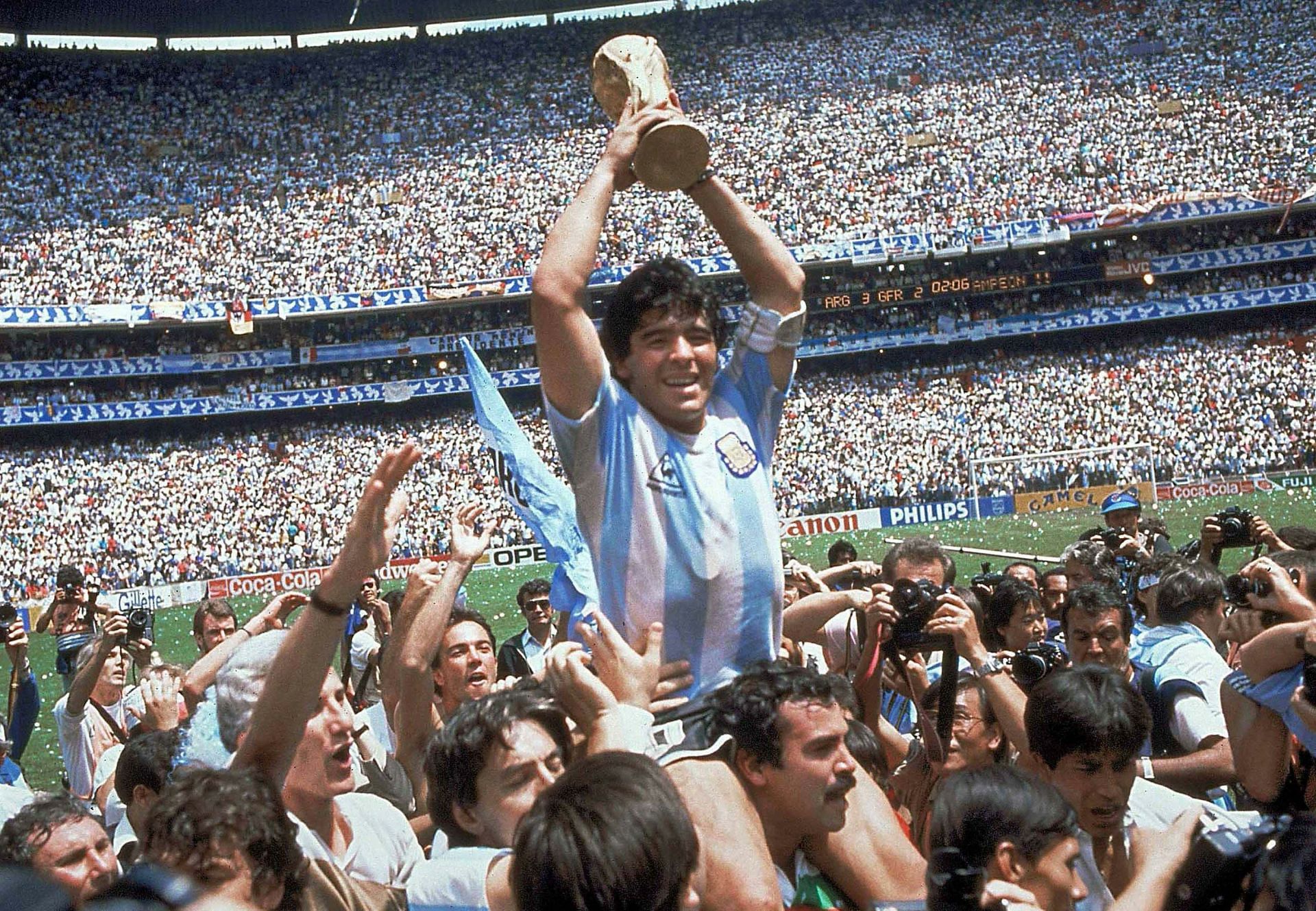 Diego Maradona with the World Cup | Credit: @FIFAWorldCup