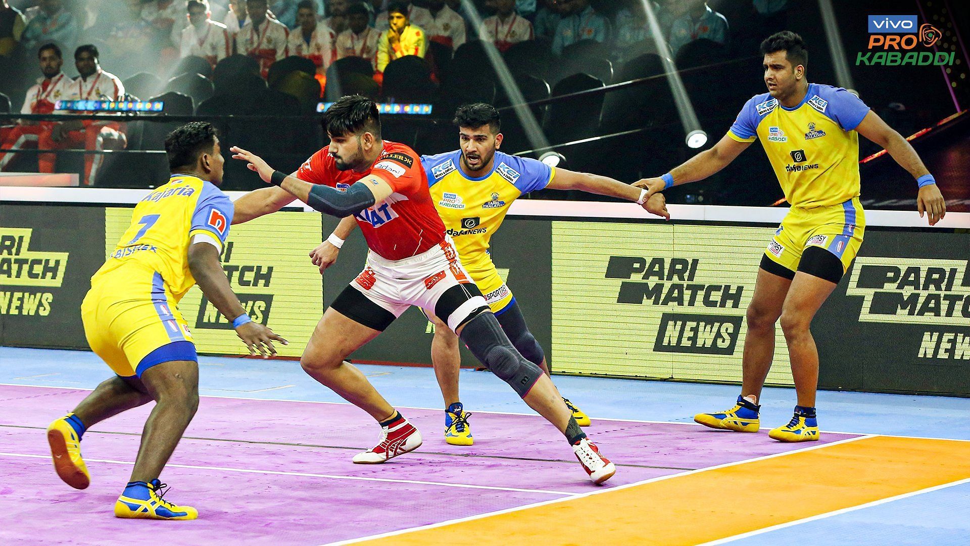 Tamil Thalaivas were up against Gujarat Giants yesterday night (Image: PKL/Twitter)