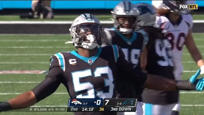 Panthers star admits he couldn’t resist mocking Russell Wilson during yet another abysmal performance by Broncos QB
