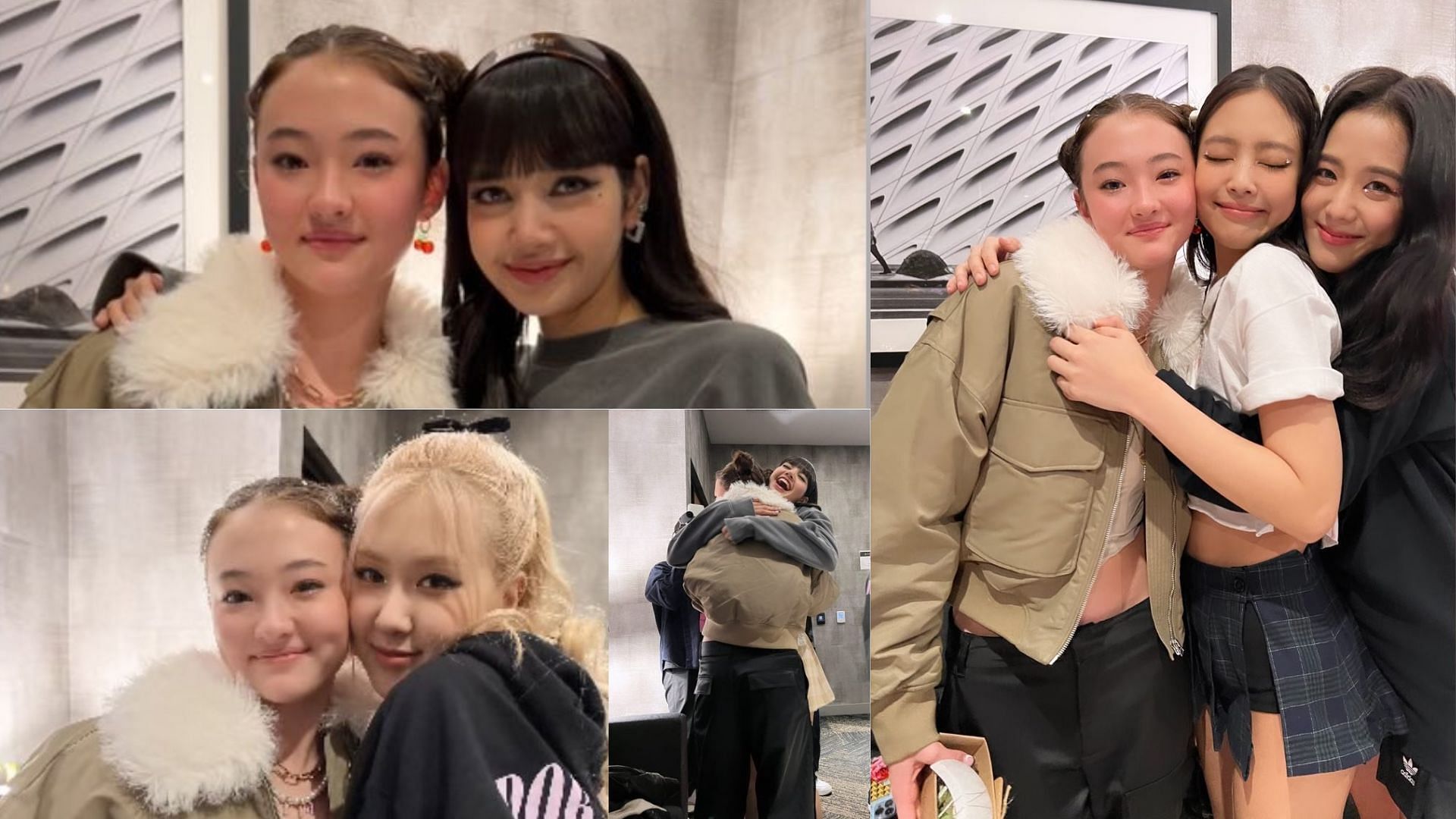 Ella Gross, who drew attention because of her resemblance to Jennie, an influencer, actress and The Black Label trainee posted pictures of herself with the quartet, hugging them happily. She became a trainee in 2018, when she was only 10 years old. (Images via Instagram/ @ellagross)