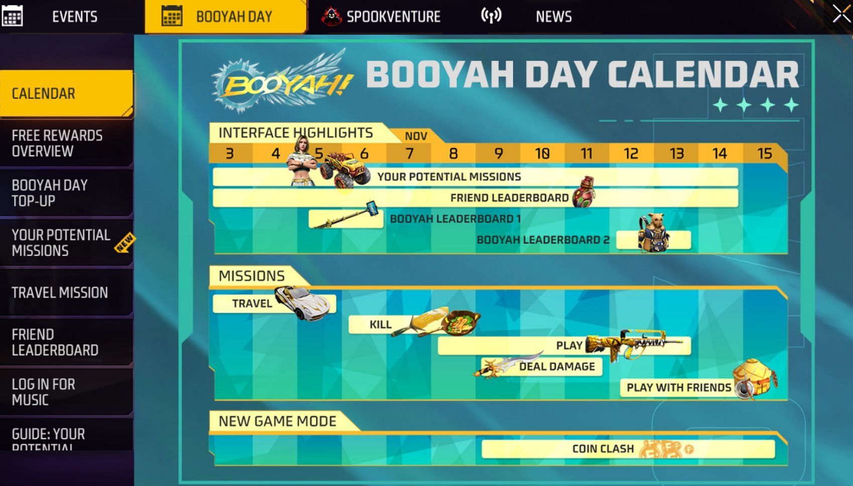 Booyah Day events in Free Fire MAX (Image via Garena)