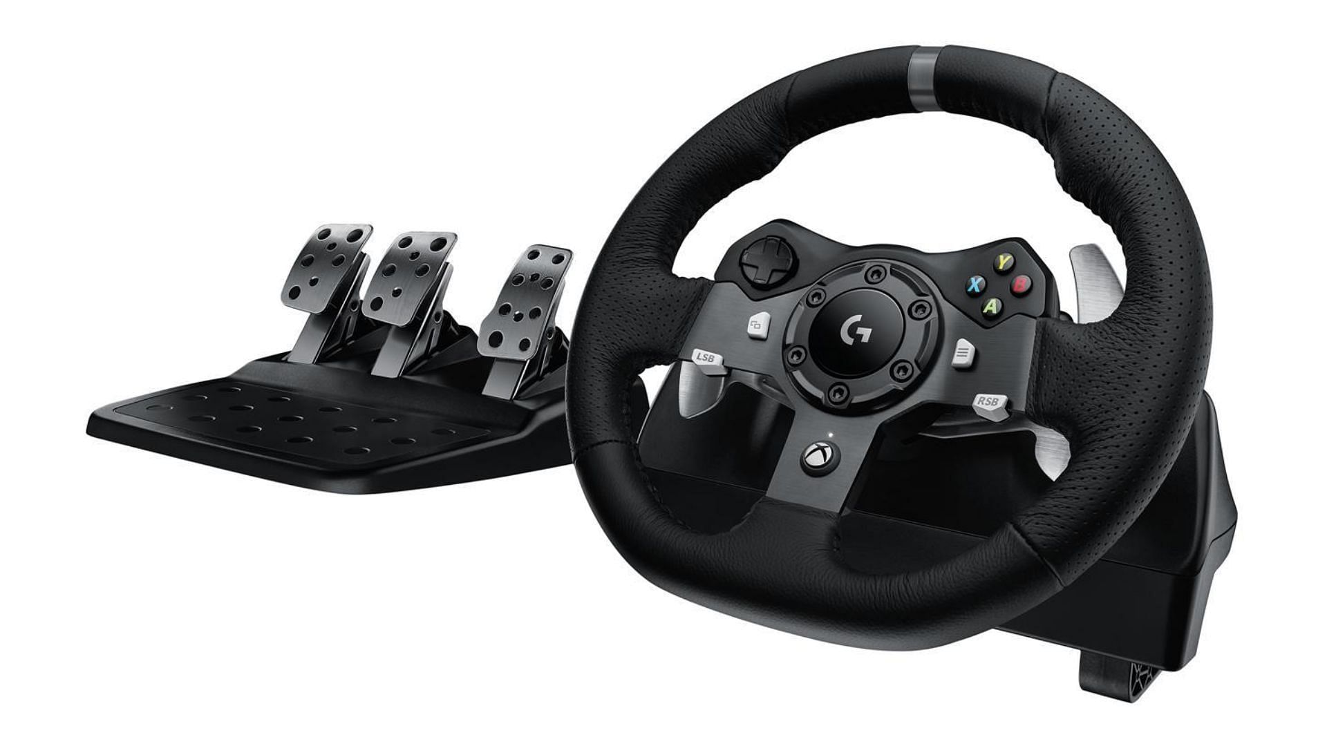 The Logitech G920 Driving Force racing wheel (Image via Newegg)