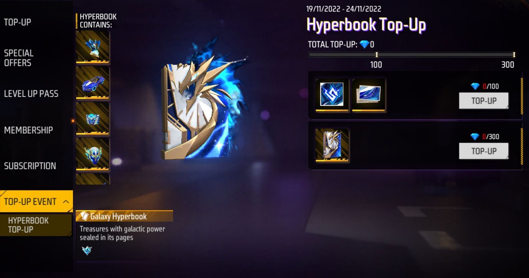 Access the Hyperbook Top-Up (Image via Garena)