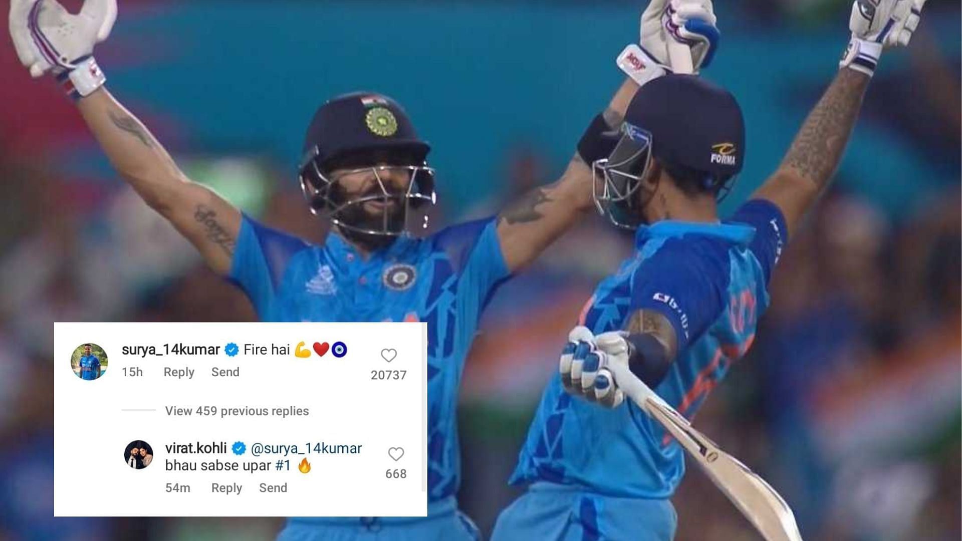 "Bhau sabse upar #1 🔥" - Virat Kohli & Suryakumar Yadav's bond visible