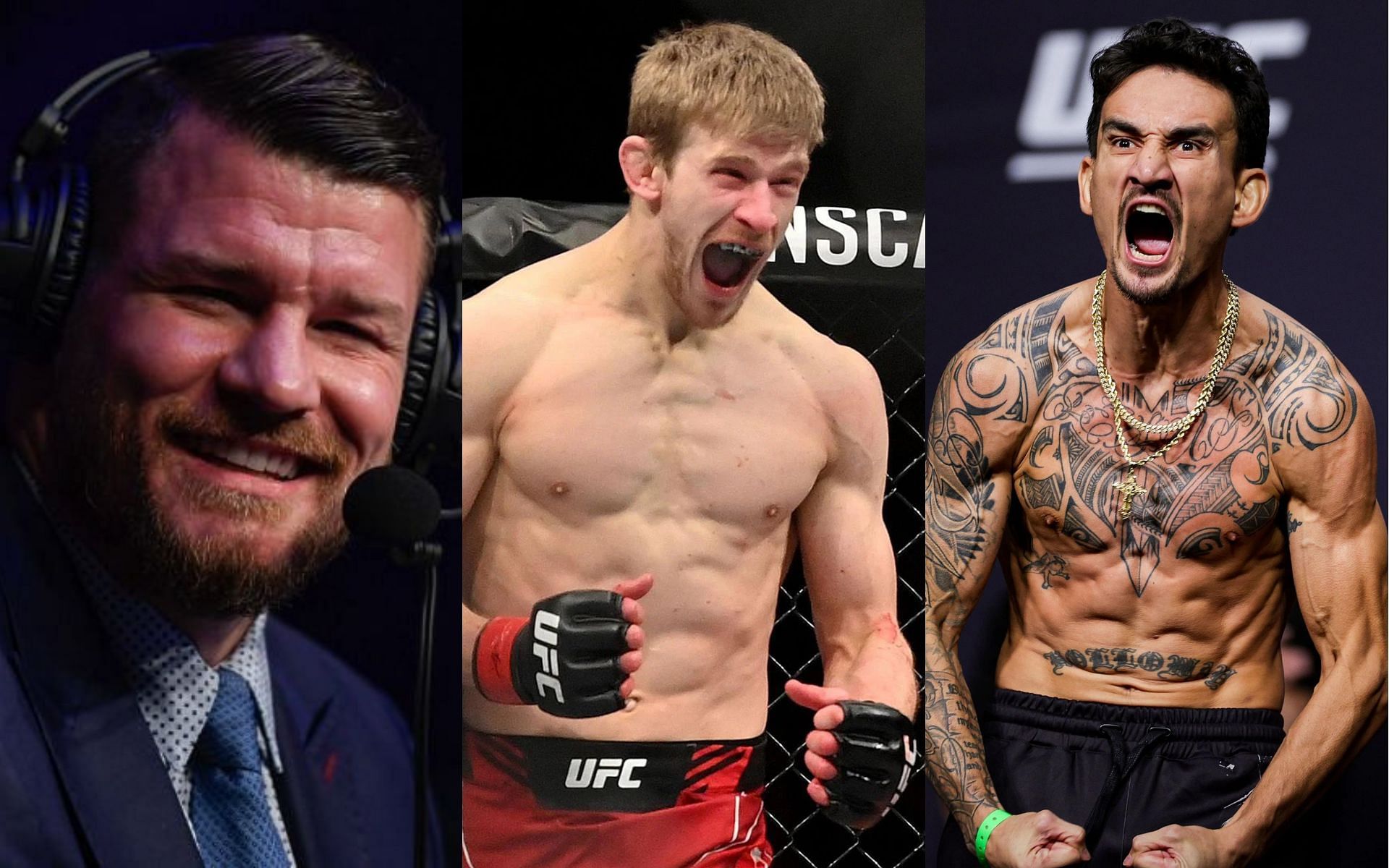 Michael Bisping (left), Arnold Allen (center), &amp; Max Holloway (right)