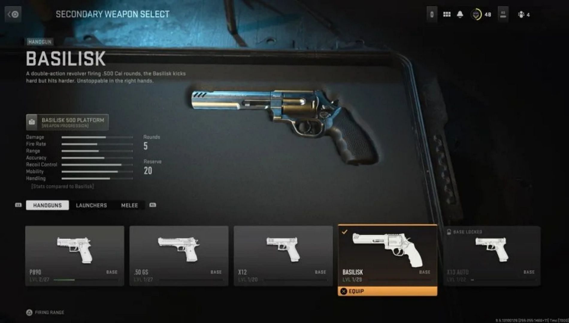 Basilisk handgun in Modern Warfare 2 (Image via Activision)