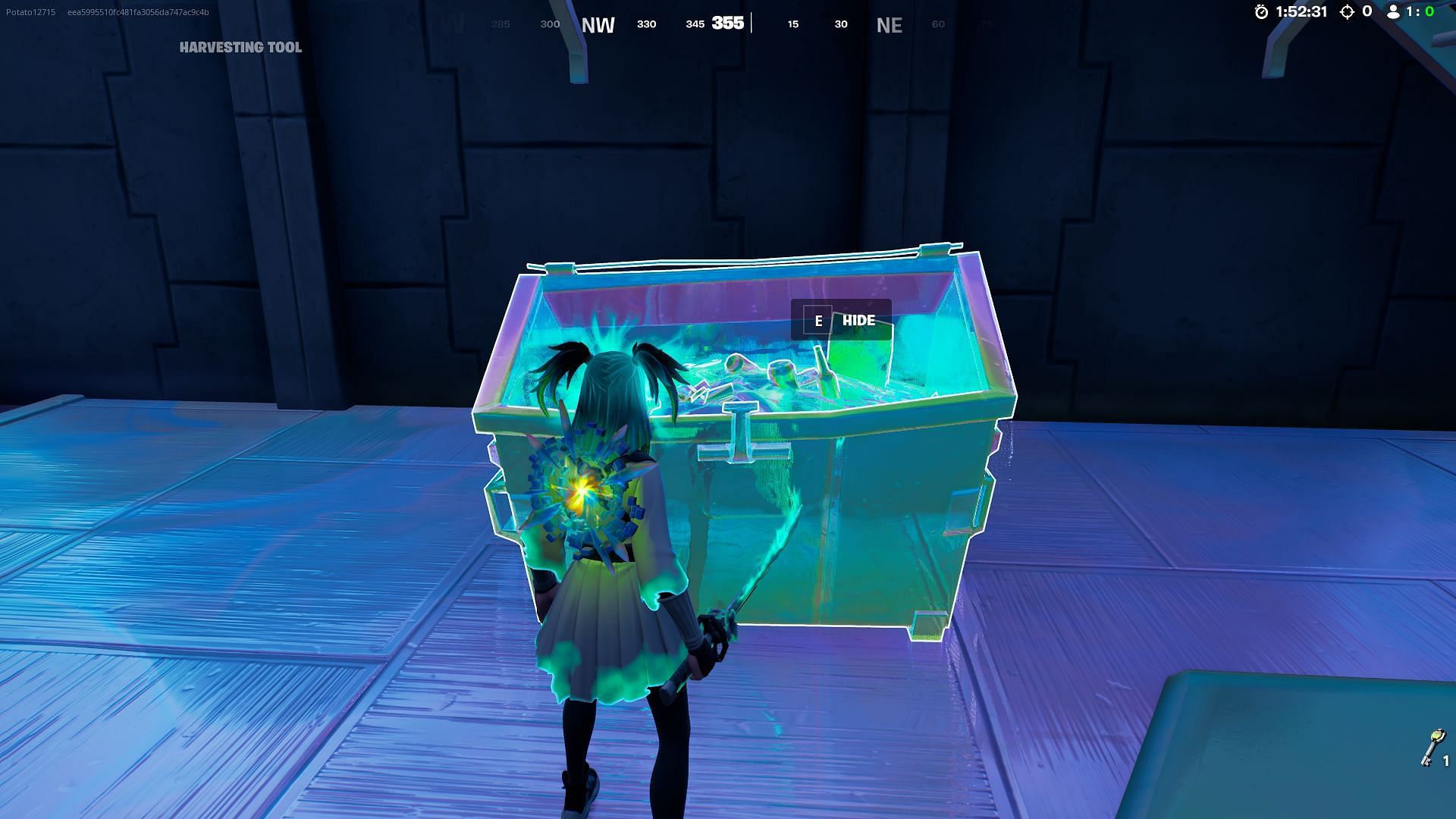 Jump into the open dumpster to find The Scientist&#039;s research notes (Image via Epic Games)