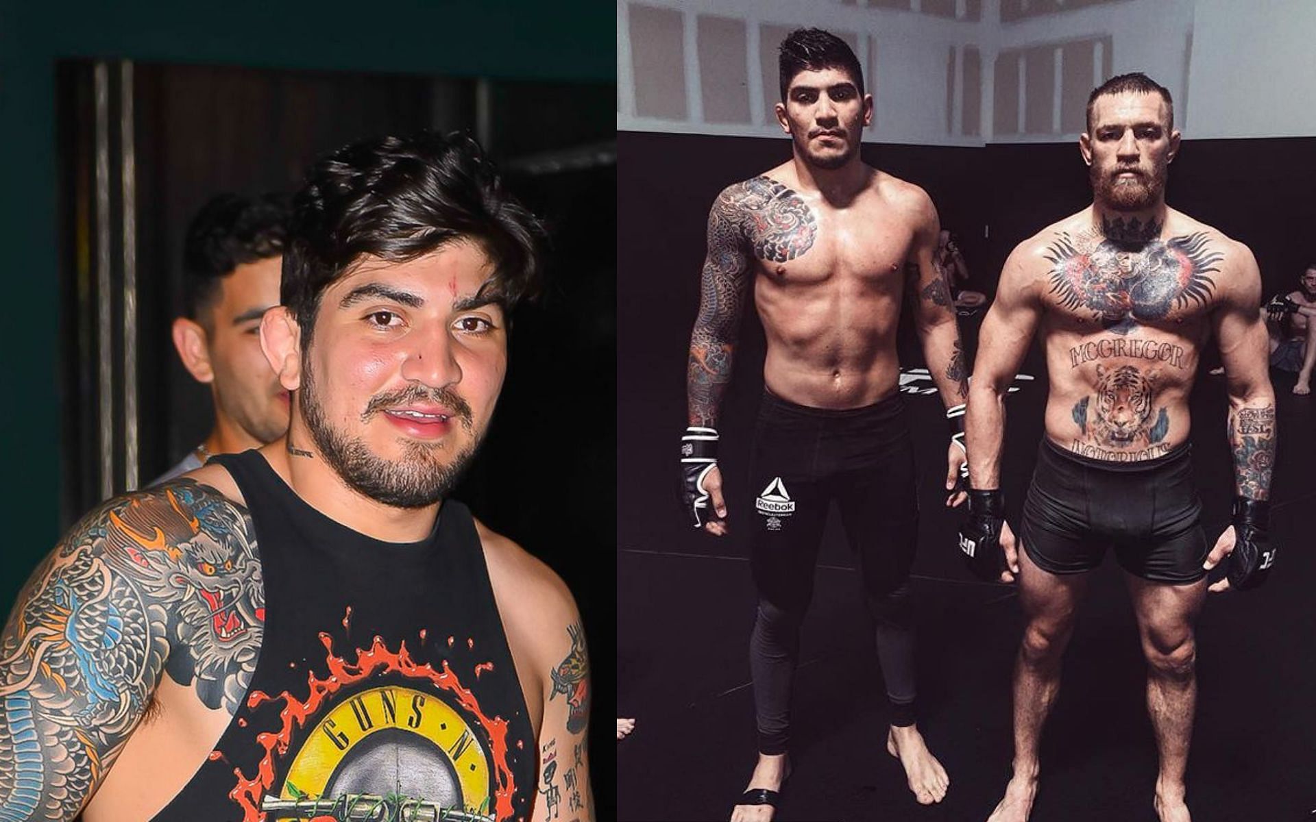 Dillon Danis (left) Conor McGregor and Dillon Danis (right) [Image Courtesy: Getty Images, @dillondanis on Instagram]
